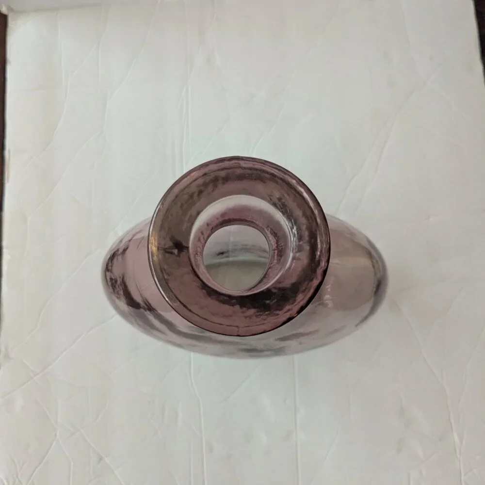 Vintage Hand Blown Glass Bottle Vase Purple Rose‎ Gold Pink Spanish Bottle Boho - Picture 2 of 11